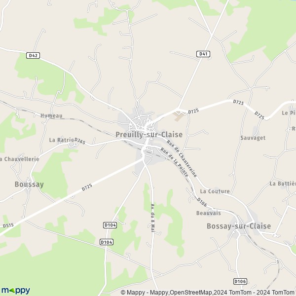 La carte pour la ville de Preuilly-sur-Claise 37290
