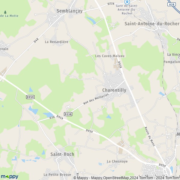 La carte pour la ville de Charentilly 37390