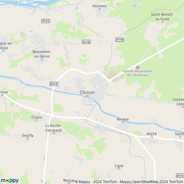La carte pour la ville de Chinon 37500