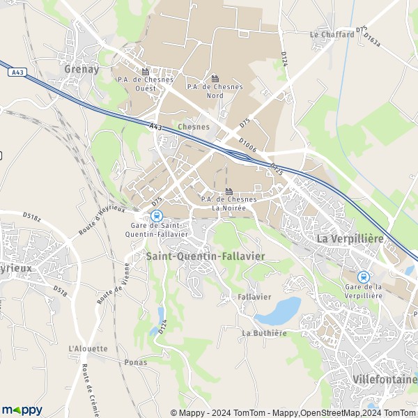 La carte pour la ville de Saint-Quentin-Fallavier 38070