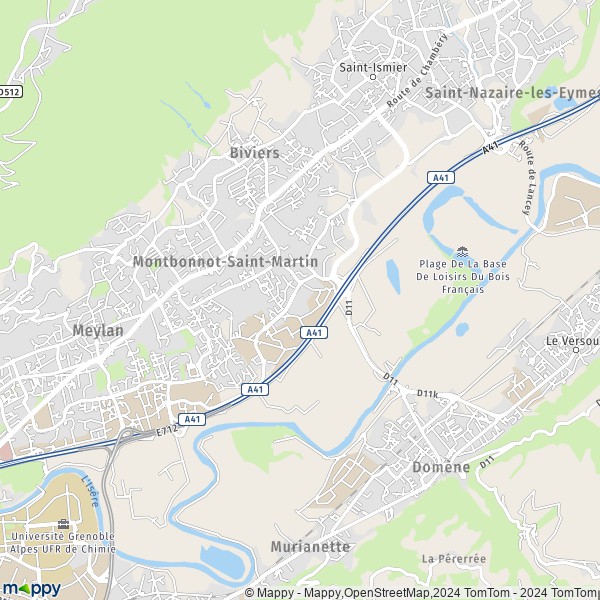 La carte pour la ville de Montbonnot-Saint-Martin 38330