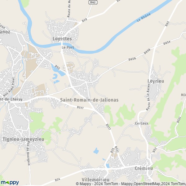 La carte pour la ville de Saint-Romain-de-Jalionas 38460