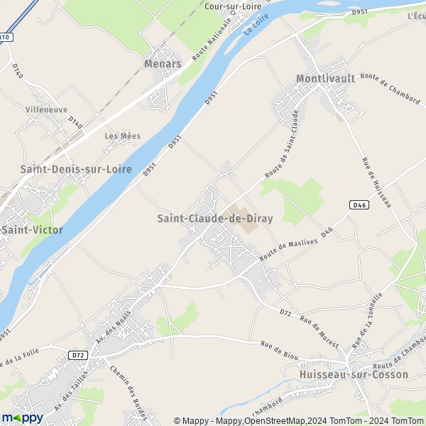 La carte pour la ville de Saint-Claude-de-Diray 41350