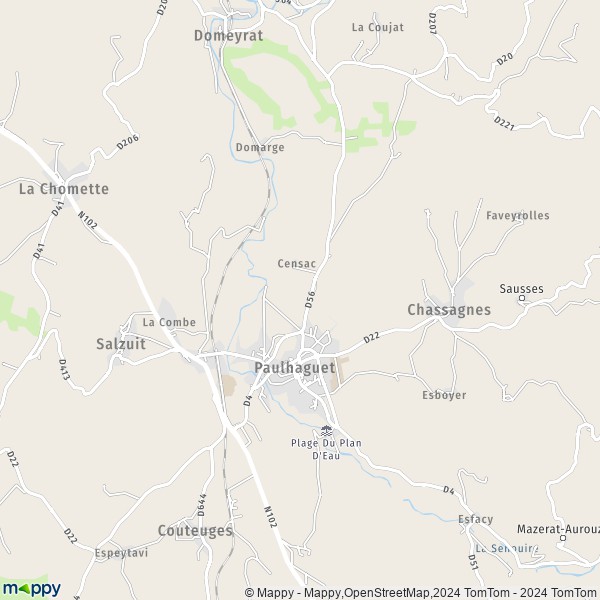 La carte pour la ville de Paulhaguet 43230