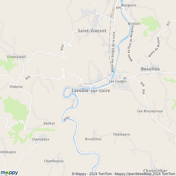 La carte pour la ville de Lavoûte-sur-Loire 43800