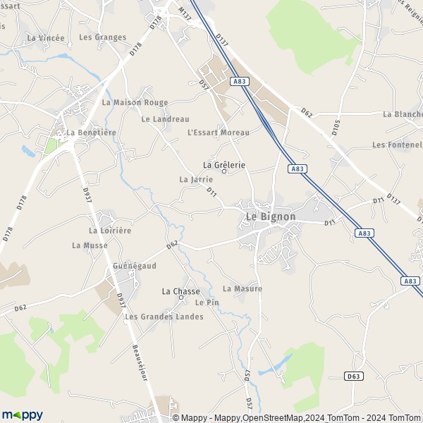La carte pour la ville de Le Bignon 44140