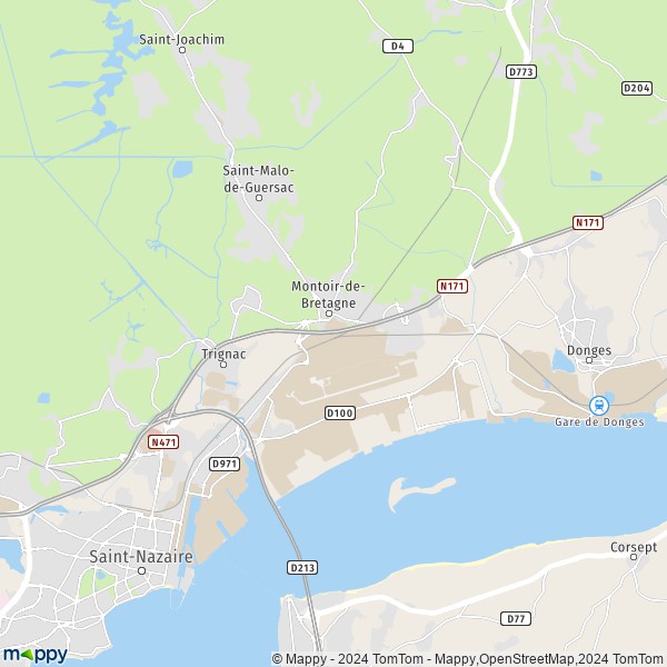 La carte pour la ville de Montoir-de-Bretagne 44550