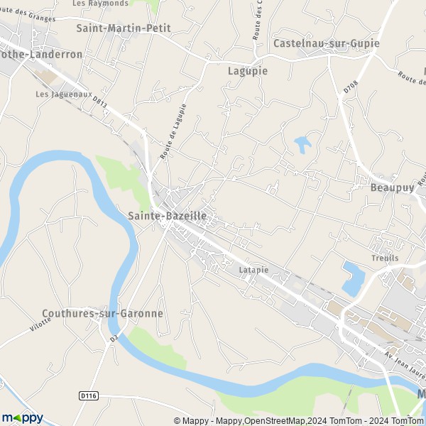 La carte pour la ville de Sainte-Bazeille 47180