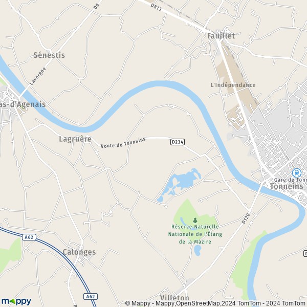 La carte pour la ville de Lagruère 47400