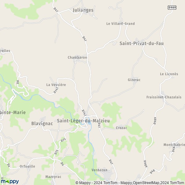 La carte pour la ville de Saint-Léger-du-Malzieu 48140