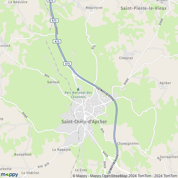 La carte pour la ville de Saint-Chély-d'Apcher 48200