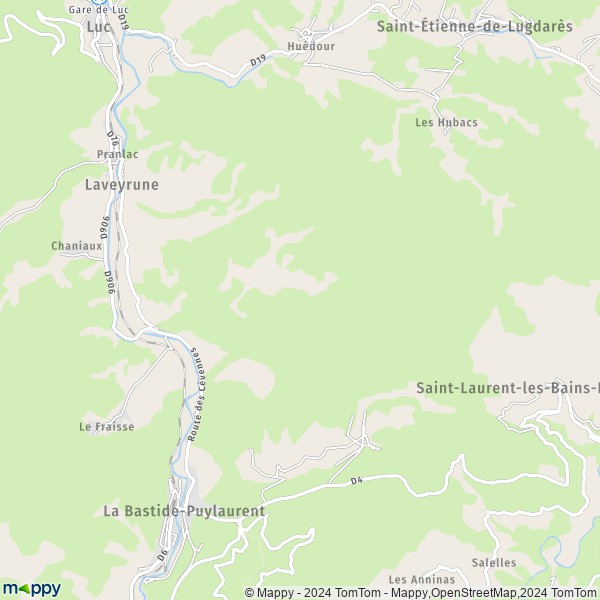 La carte pour la ville de Laveyrune 48250