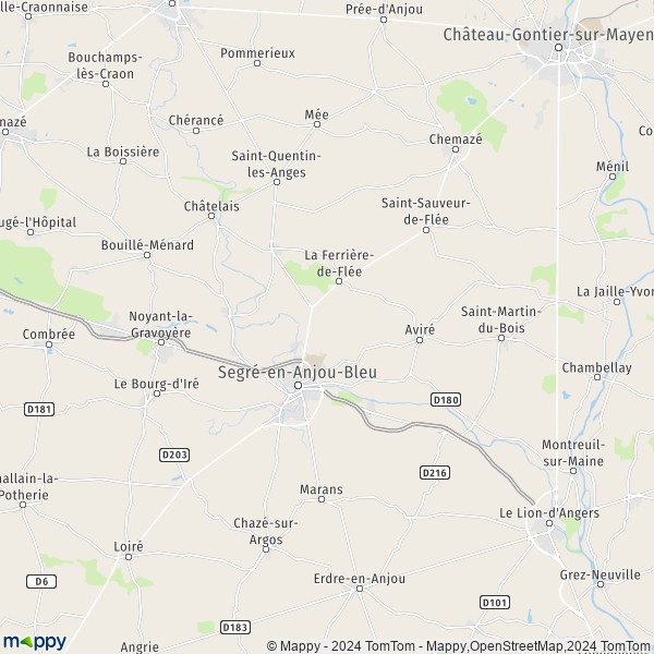 La carte pour la ville de Noyant-la-Gravoyère, 49520 Segré-en-Anjou-Bleu