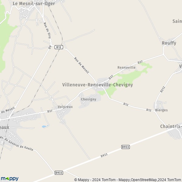 La carte pour la ville de Villeneuve-Renneville-Chevigny 51130