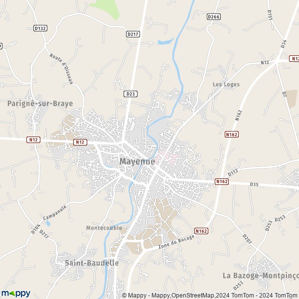 La carte pour la ville de Mayenne 53100