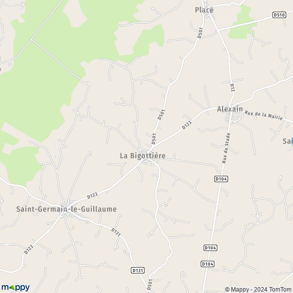 La carte pour la ville de La Bigottière 53240
