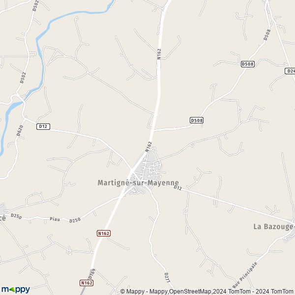La carte pour la ville de Martigné-sur-Mayenne 53470
