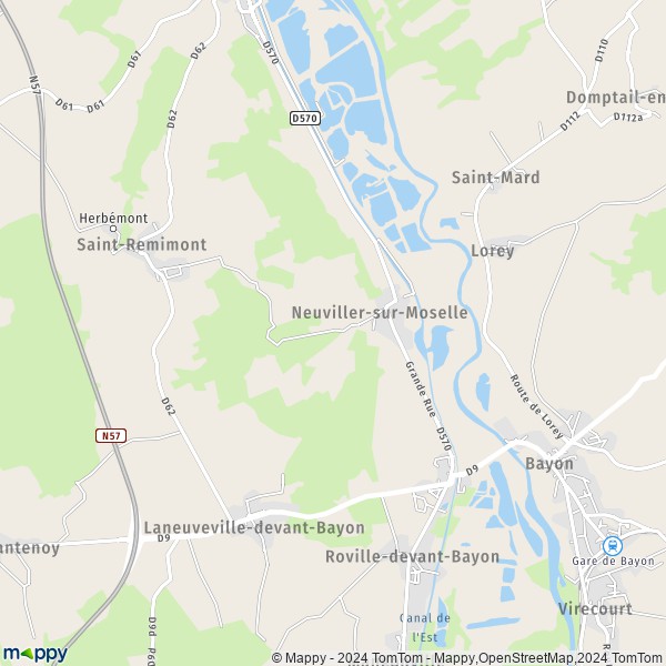 La carte pour la ville de Neuviller-sur-Moselle 54290