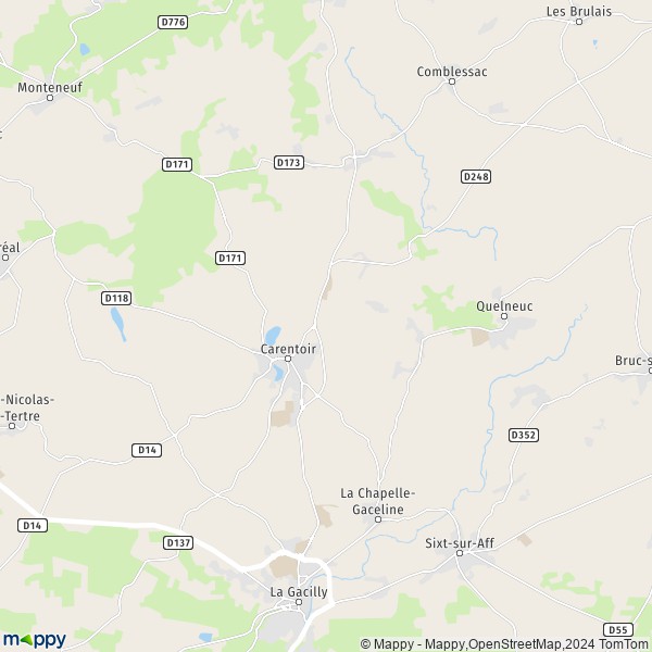 La carte pour la ville de Quelneuc, 56910 Carentoir