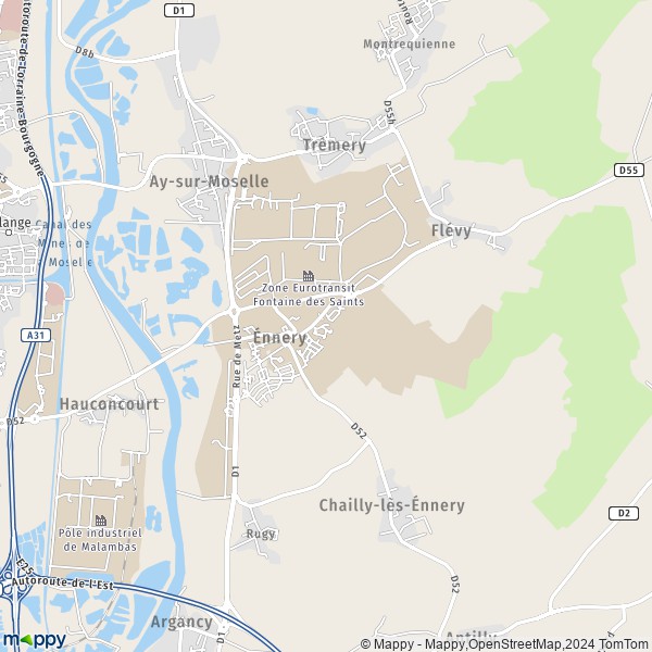 La carte pour la ville de Énnery 57365