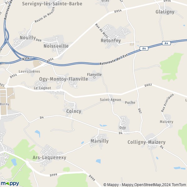 La carte pour la ville de Ogy-Montoy-Flanville 57530-57645