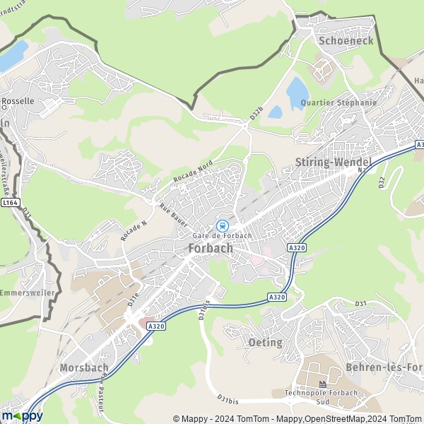La carte pour la ville de Forbach 57600