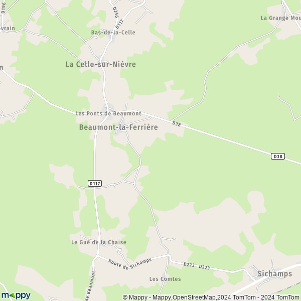 La carte pour la ville de Beaumont-la-Ferrière 58700