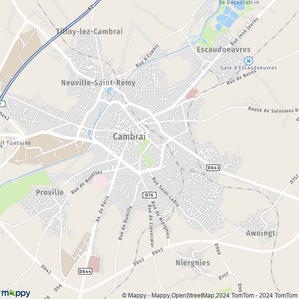La carte pour la ville de Cambrai 59400