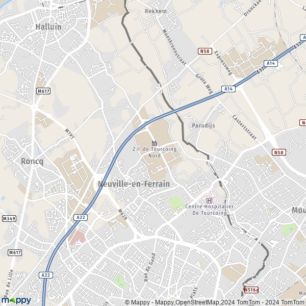 La carte pour la ville de Neuville-en-Ferrain 59960