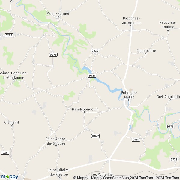 La carte pour la ville de Rabodanges, 61210 Putanges-le-Lac