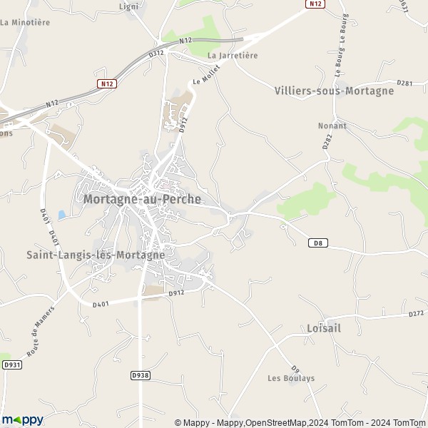 La carte pour la ville de Mortagne-au-Perche 61400