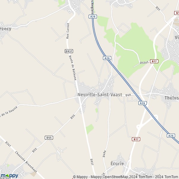 La carte pour la ville de Neuville-Saint-Vaast 62580
