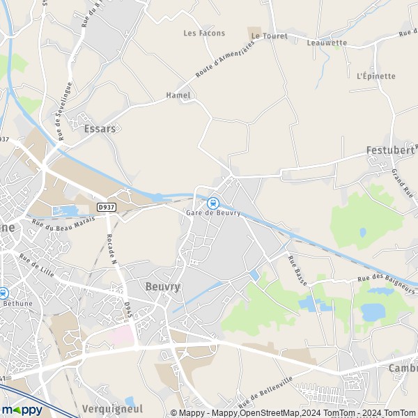 La carte pour la ville de Beuvry 62660