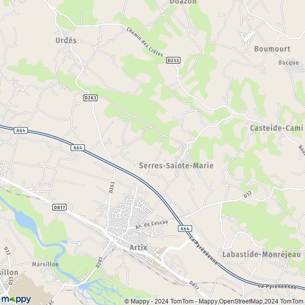 La carte pour la ville de Serres-Sainte-Marie 64170