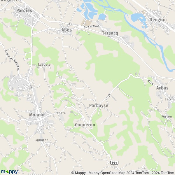 La carte pour la ville de Parbayse 64360
