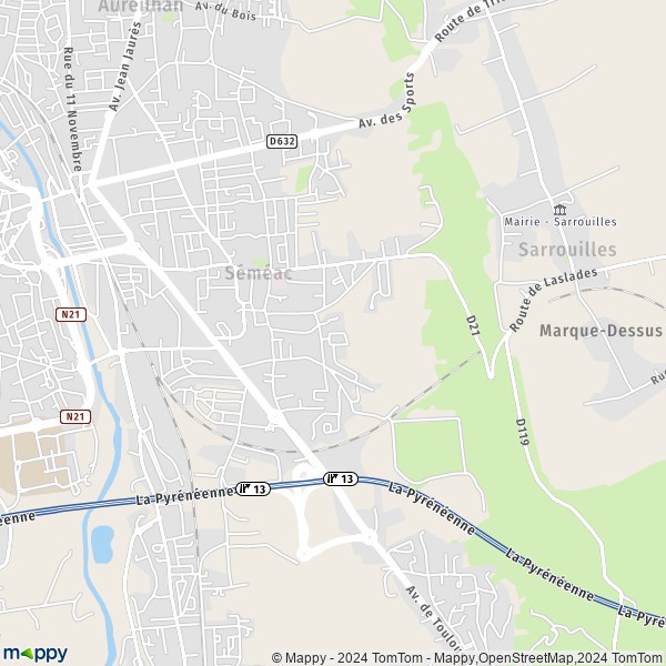 La carte pour la ville de Séméac 65600