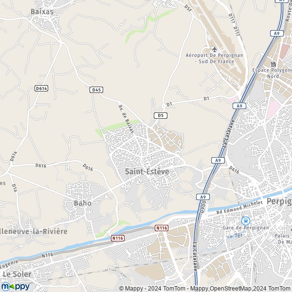 La carte pour la ville de Saint-Estève 66240