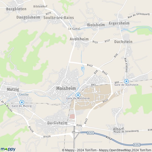 La carte pour la ville de Molsheim 67120