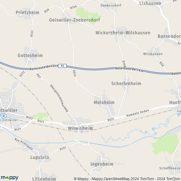 La carte pour la ville de Melsheim 67270