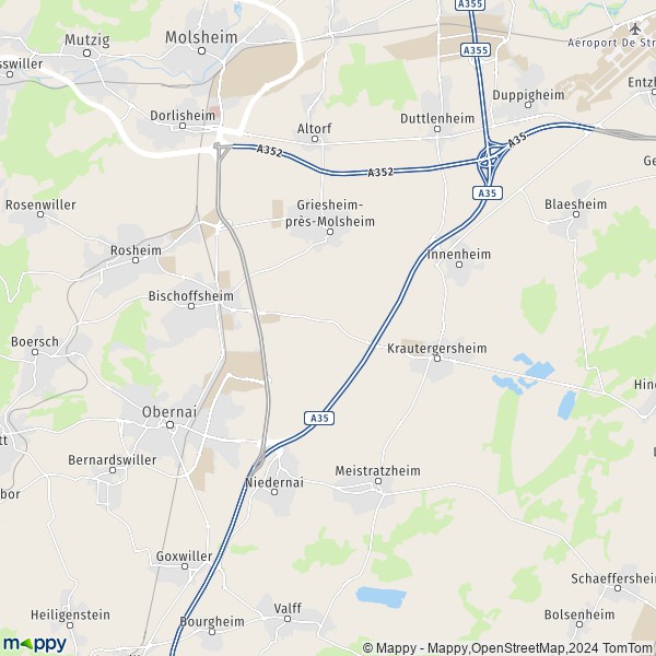 La carte pour la ville de Bischoffsheim 67870