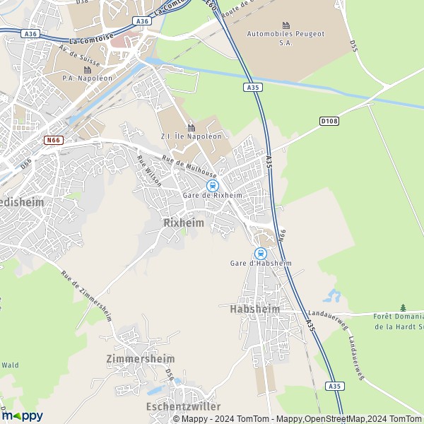 La carte pour la ville de Rixheim 68170