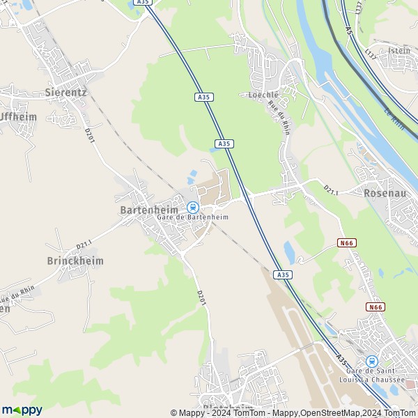 La carte pour la ville de Bartenheim 68870