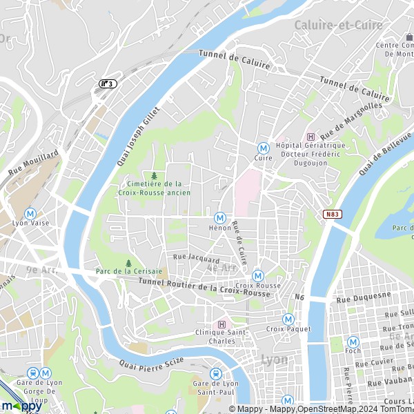 La carte pour la ville de 4e Arrondissement, Lyon