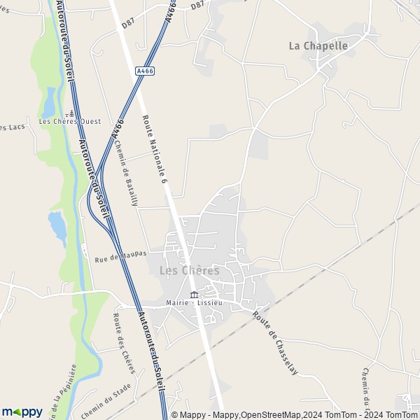 La carte pour la ville de Les Chères 69380