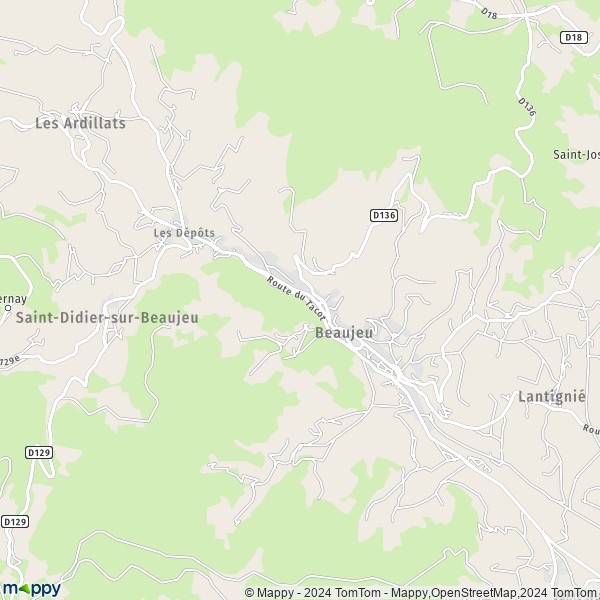 La carte pour la ville de Beaujeu 69430