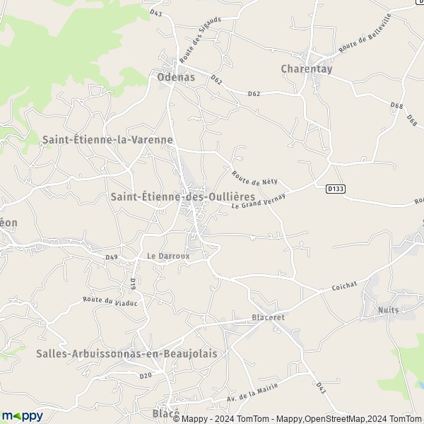 La carte pour la ville de Saint-Étienne-des-Oullières 69460