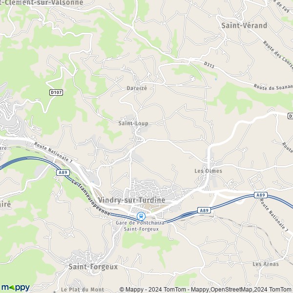 La carte pour la ville de Saint-Loup, 69490 Vindry-sur-Turdine