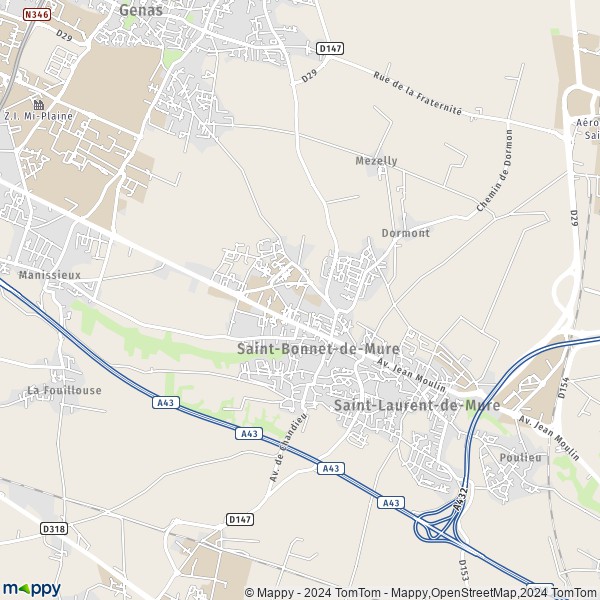 La carte pour la ville de Saint-Bonnet-de-Mure 69720