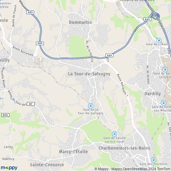 La carte pour la ville de La Tour-de-Salvagny 69890
