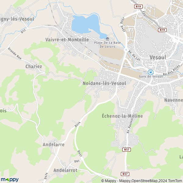 La carte pour la ville de Noidans-lès-Vesoul 70000